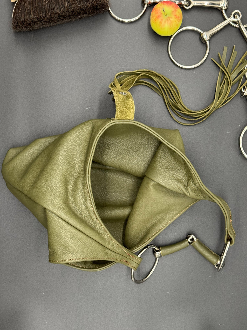 Olive Fringe Hobo Bit Bag